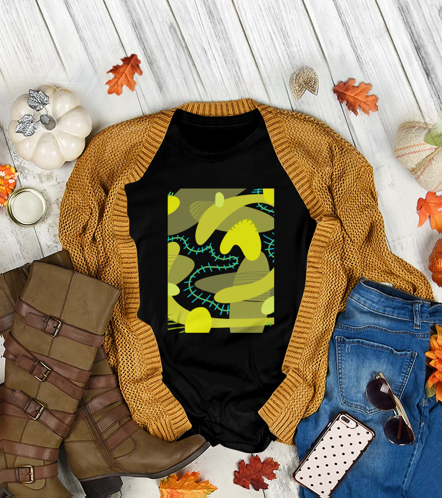 Yellow Heart Abstract Geometric Forms T-Shirt
