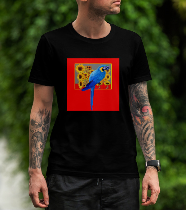 Blue Macaw Sunflowers T-Shirt