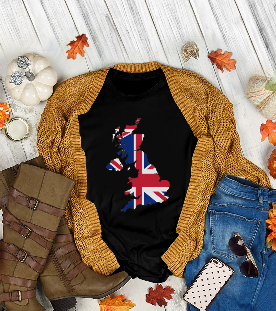Flag Of The United Kingdom England Map Union Jack British Isles T-Shirt