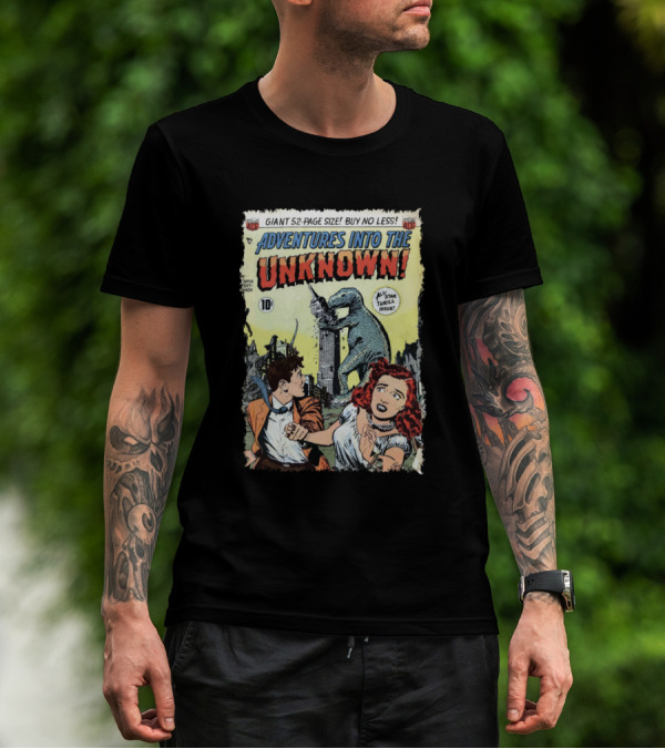 Adventures Into The Unknown Vintage Comic Book Cover Dinosaur Esb T-Shirt