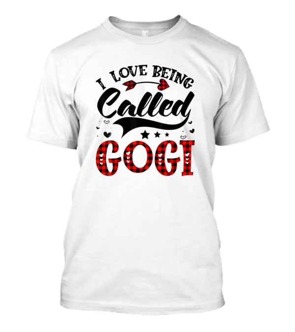 I Love Being Called Gogi Red Plaid Hearts And Arrows T-Shirt