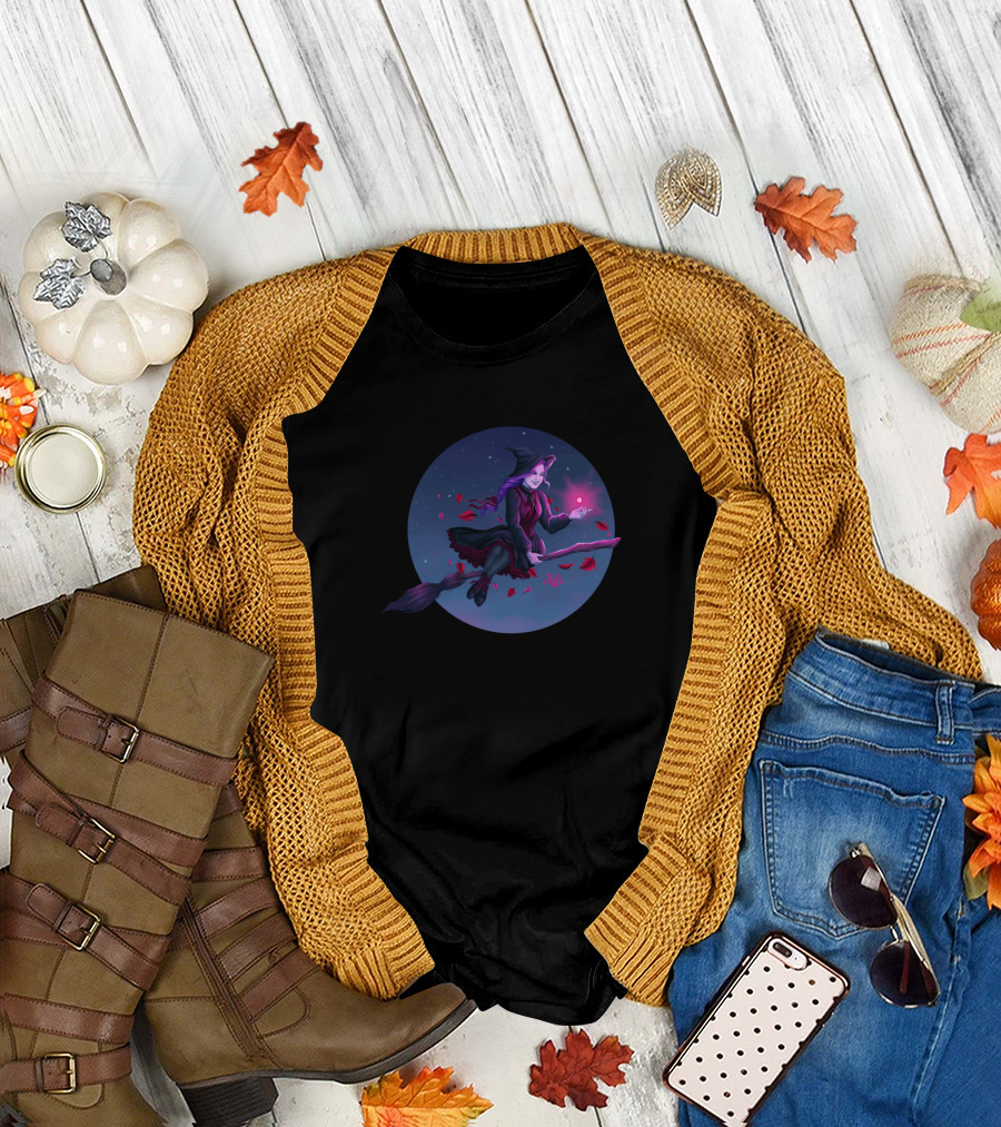 Witch Witch Witch Flying Broomstick Magic Circle T-Shirt
