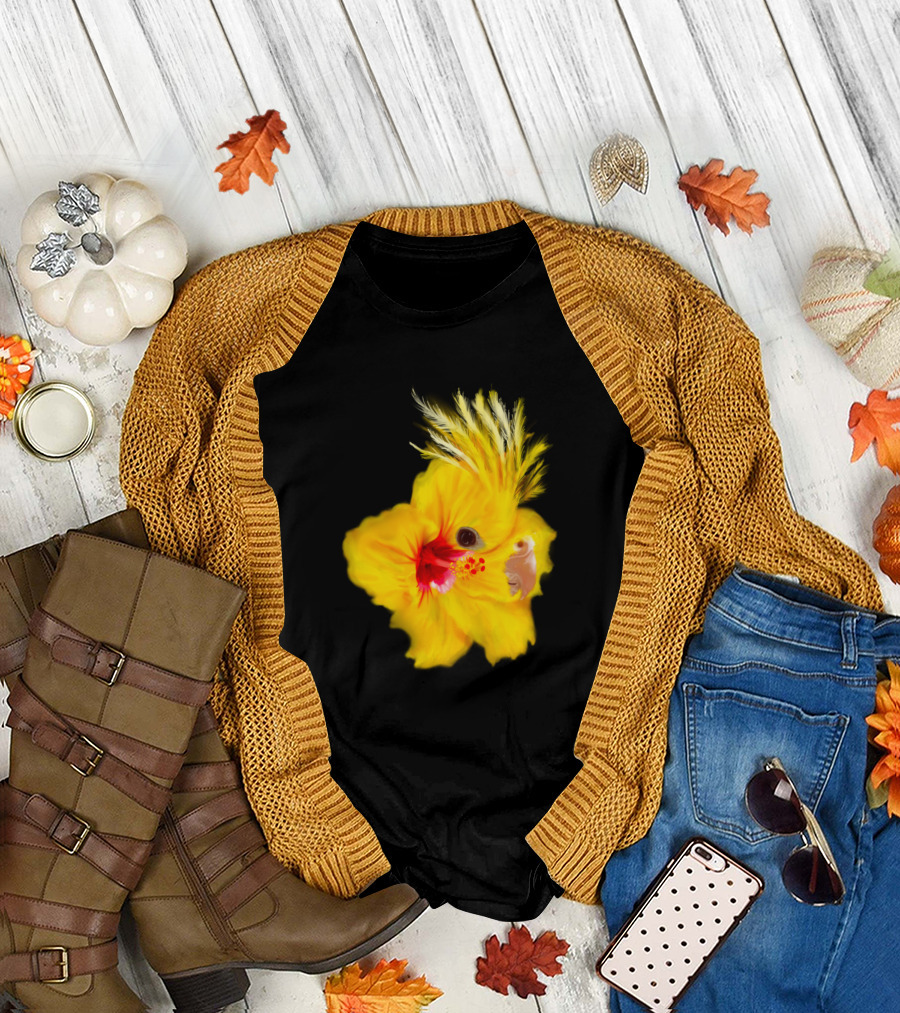 Yellow Cockatiel Hibiscus Fusion T-Shirt