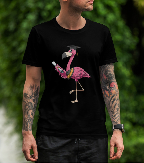 Graduating Flamingo With Cap And Diploma T-Shirt