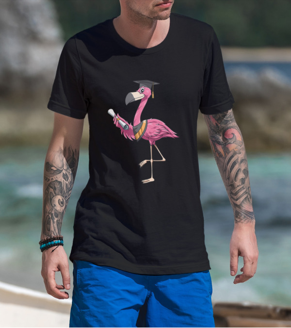 Graduating Flamingo With Cap And Diploma T-Shirt
