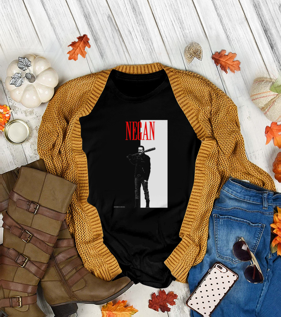 NEGAN Walking Dead Character Poster Black and White with Bat T-Shirt