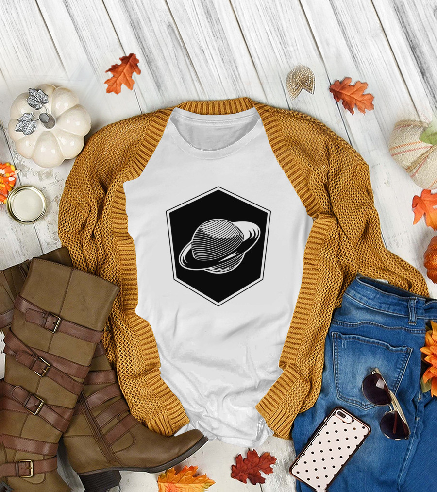 Outer Space Saturn Hexagonal T-Shirt