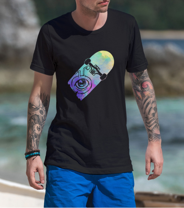 Skateboard Alien Eye Psychedelic Deck T-Shirt