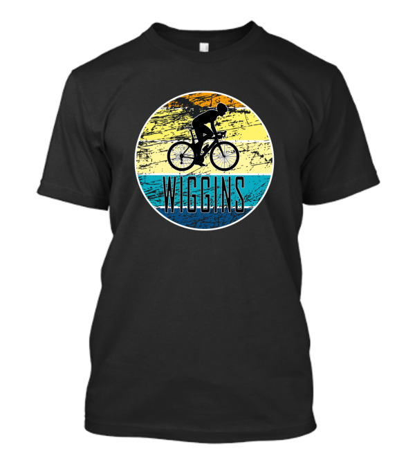 Wiggins Retro Cycling Silhouette On Colorful Stripes T-Shirt