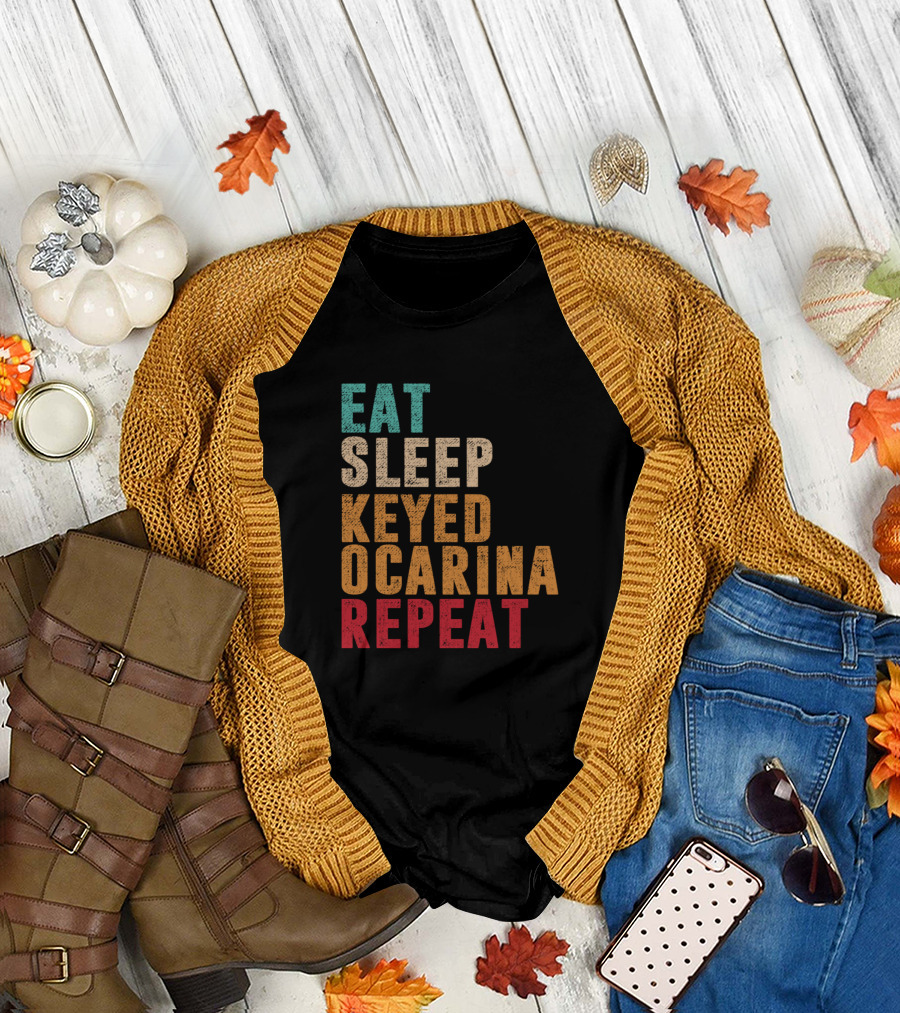 Eat Sleep Ocarina Keyed Repeat T-Shirt