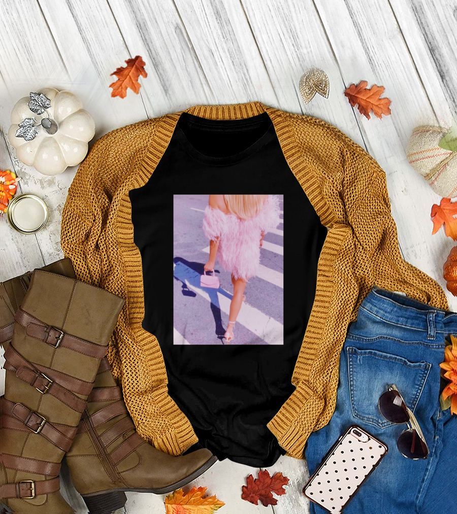Fashioncollage Pink Feather Dress Crosswalk T-Shirt