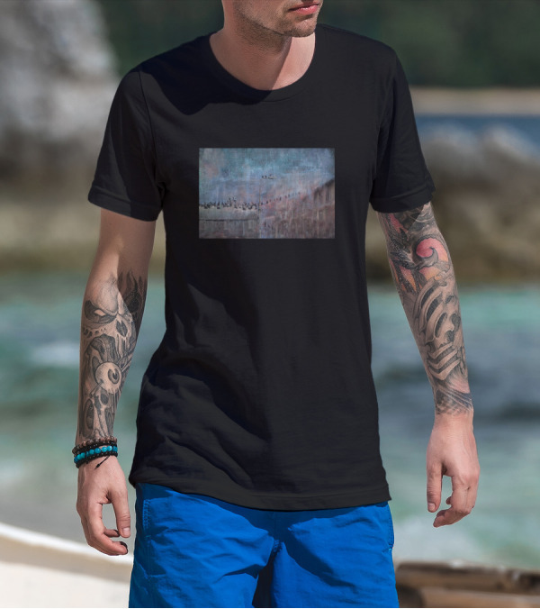 Pigeons On A Wire Urban Street Scene T-Shirt