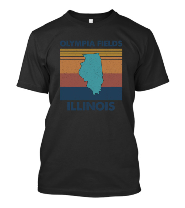 Olympia Fields Illinois Retro State Silhouette Vintage Stripes T-Shirt