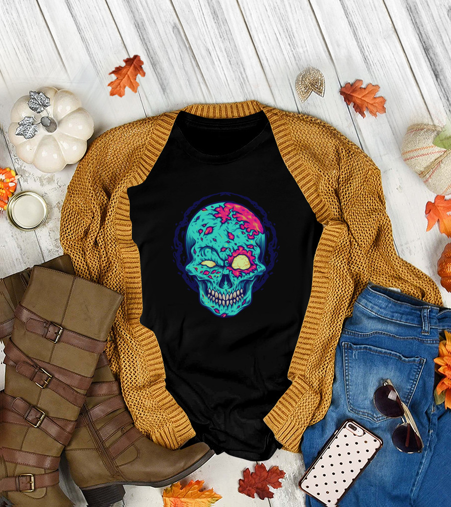 Infected Undead Zombie Skull Horror T-Shirt