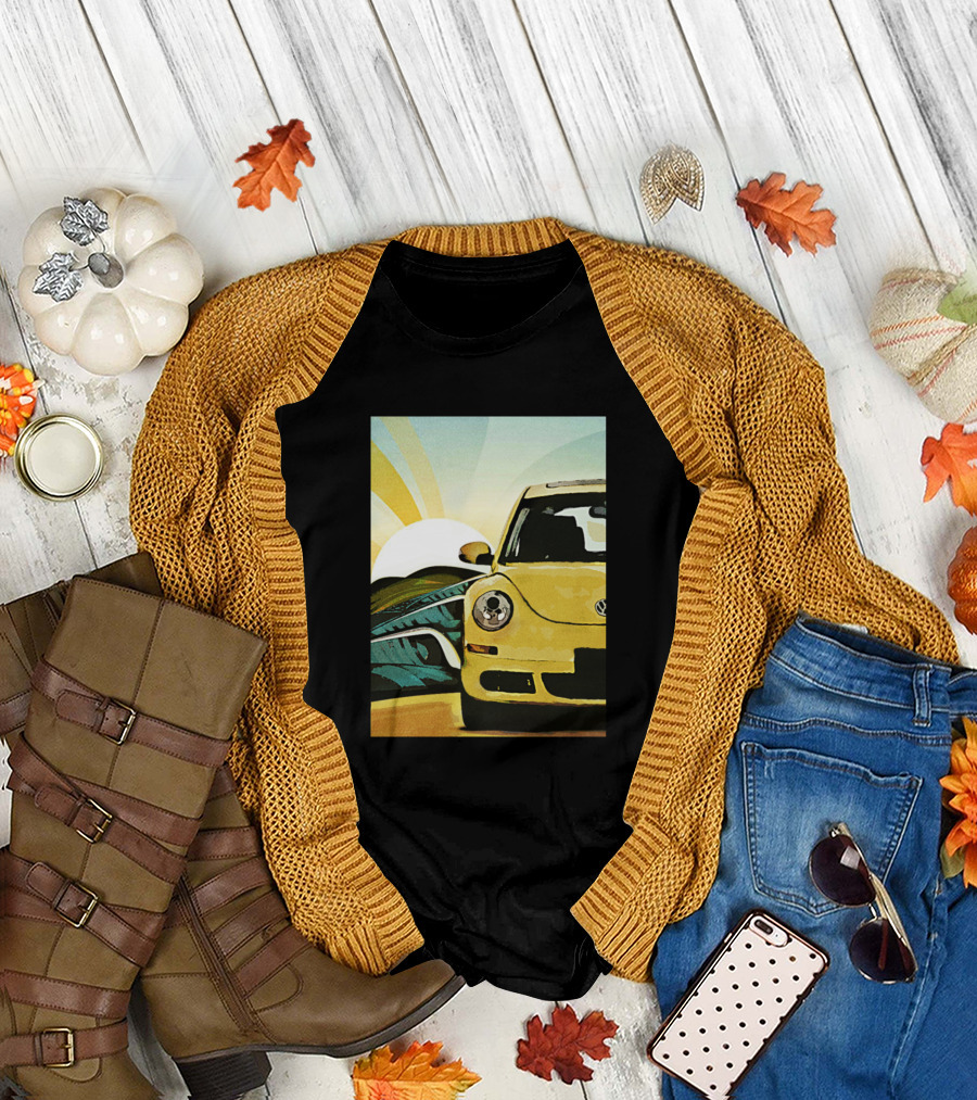 Volkswagen Beetle Surf Wave Swell Sunset T-Shirt