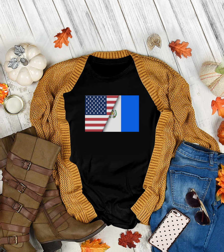 Usa Flag Guatemala Guatemalan Flag Immigrant Ancestry Unity T-Shirt