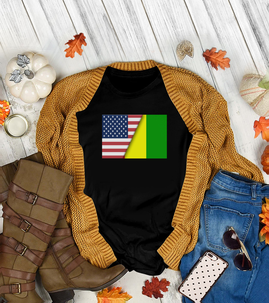 Usa Flag Guinea Flag Immigrant Ancestry Homeland Connection T-Shirt