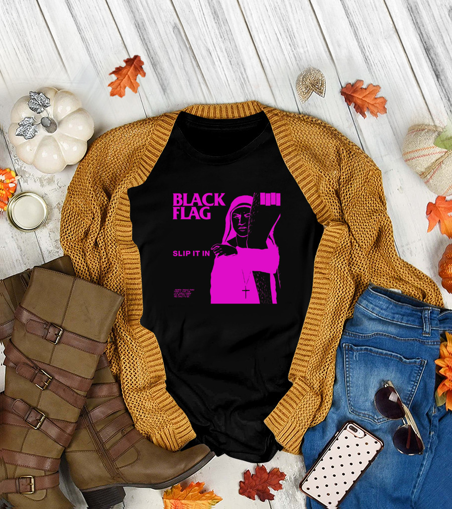Black Flag Slip It In Pink Nun Cross T-Shirt