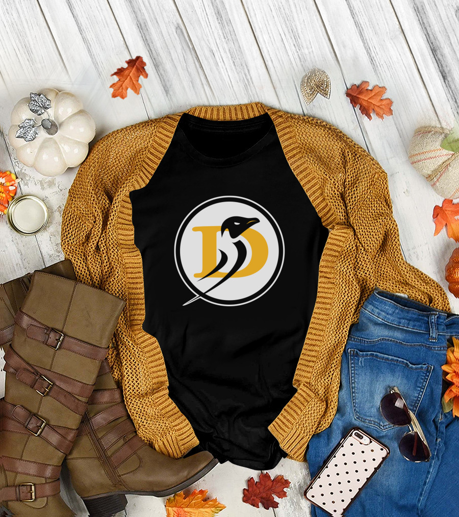Dominican Penguins Logo with Yellow D and Penguin T-Shirt