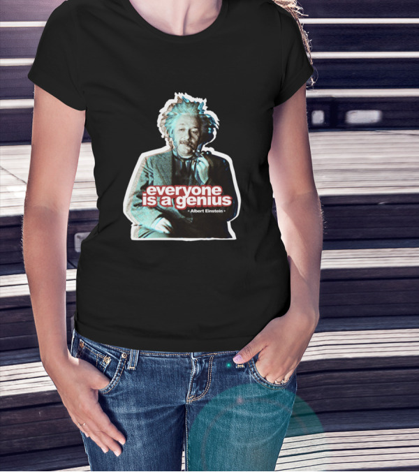 Everyone Is A Genius Albert Einstein Iconic Image T-Shirt