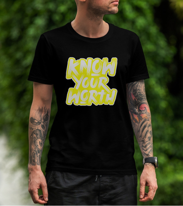 Know Your Worth Bold Yellow Block Lettering T-Shirt