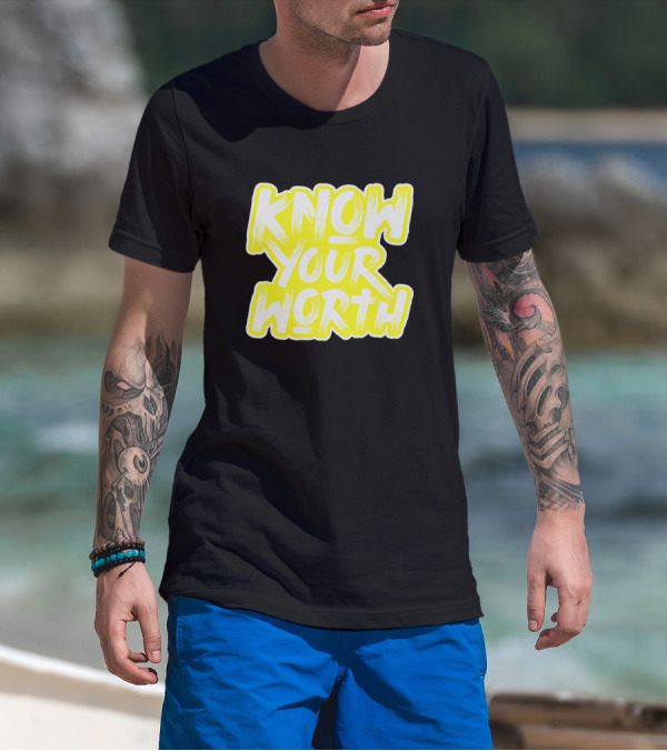 Know Your Worth Bold Yellow Block Lettering T-Shirt