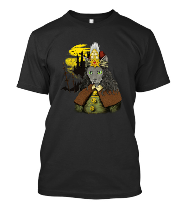 Vlad The Mouse Impaler Vampire Cat With Castle Background T-Shirt