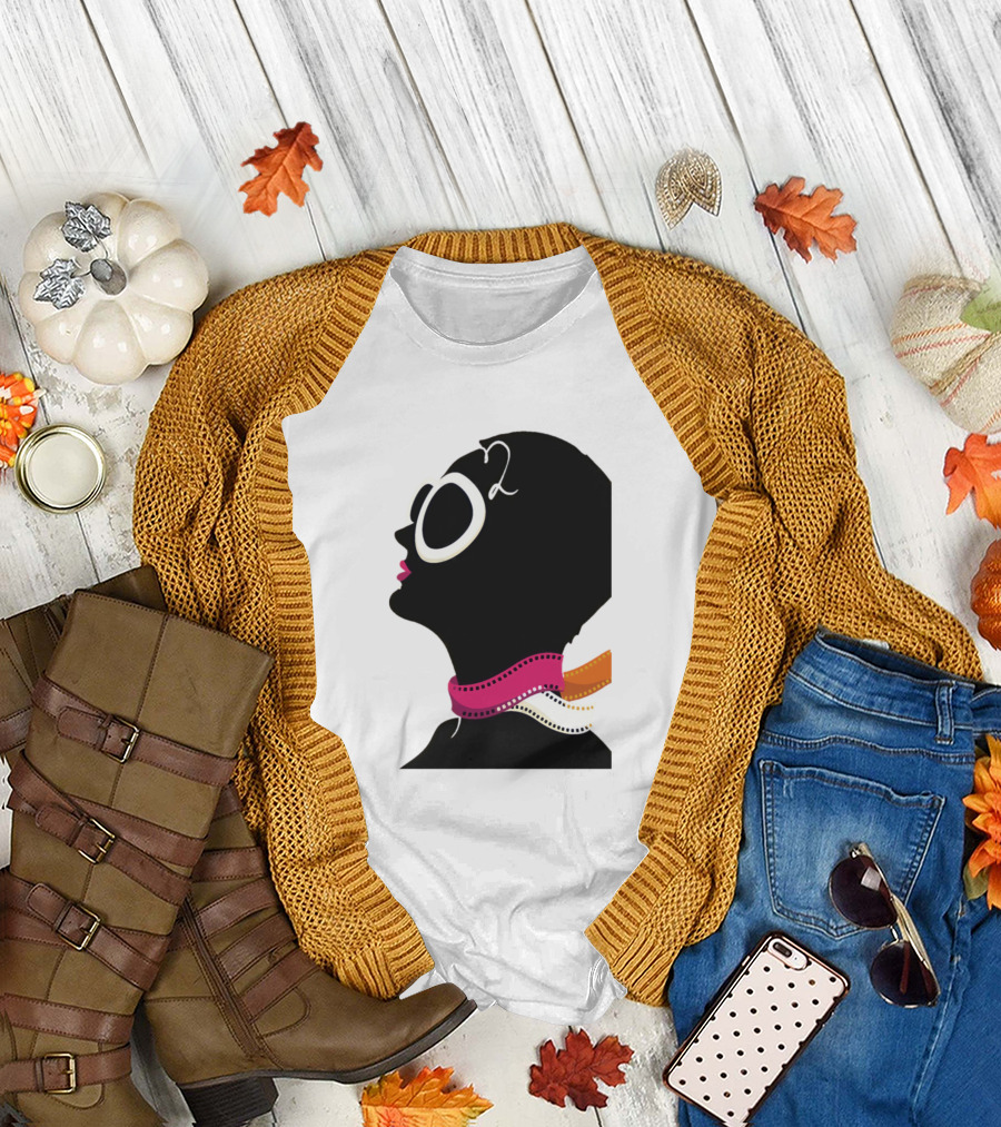 Black Beauty From God Silhouette with Sunglasses and Colorful Scarf T-Shirt