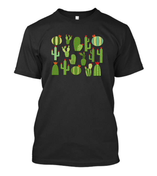 Cactus Pattern Variety With Colorful Cacti Elements T-Shirt