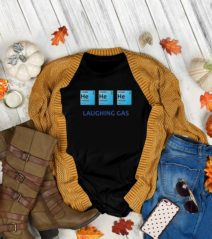 Helium Element Symbols with Laughing Gas Text Chemistry Humor T-Shirt