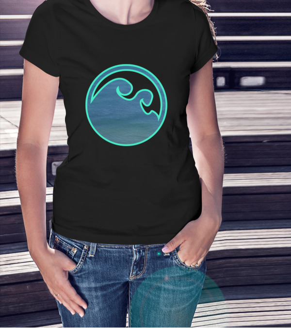 Ocean Vibes Neon Wave Circle T-Shirt