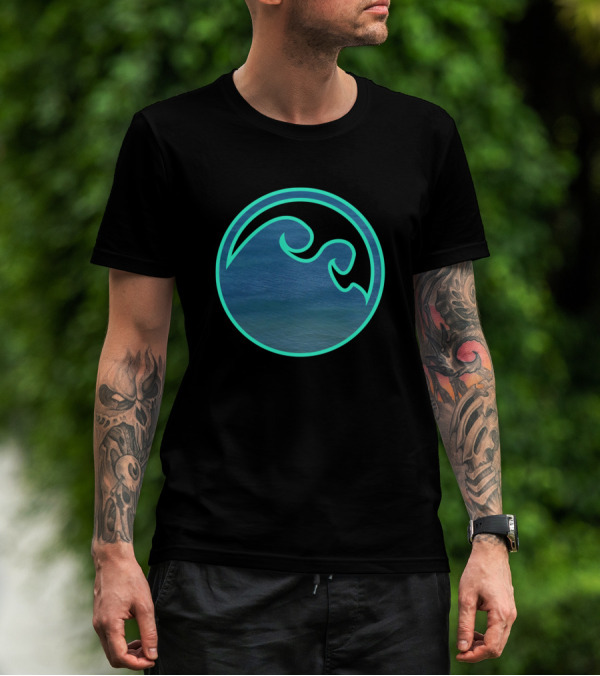 Ocean Vibes Neon Wave Circle T-Shirt