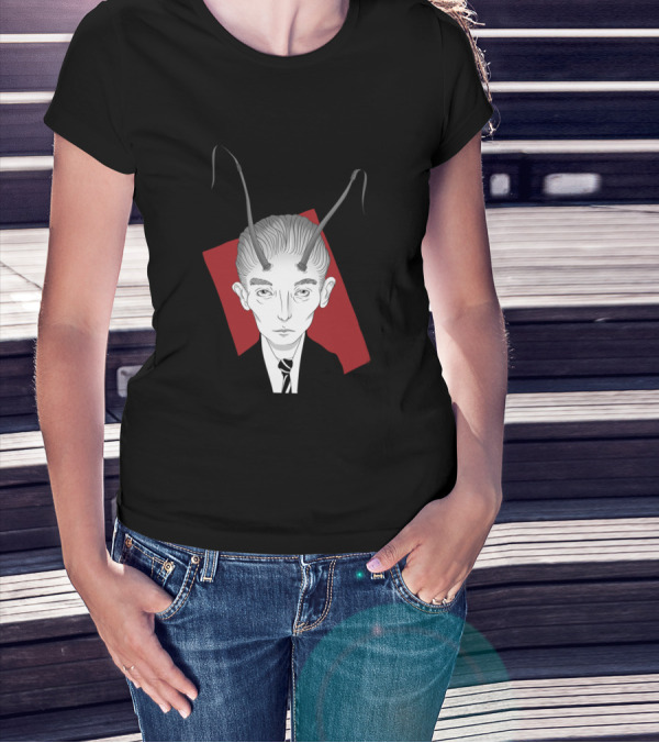 Franz Kafka Metamorphosis Illustrated With Insect Antennae T-Shirt