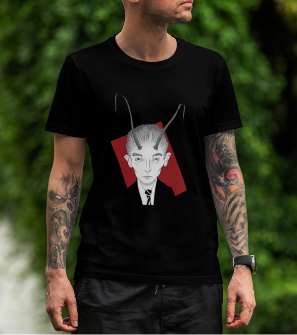 Franz Kafka Metamorphosis Illustrated With Insect Antennae T-Shirt