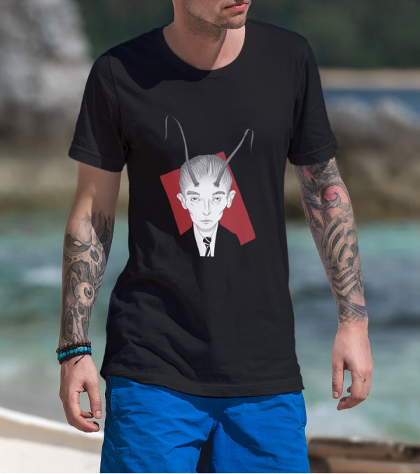 Franz Kafka Metamorphosis Illustrated With Insect Antennae T-Shirt