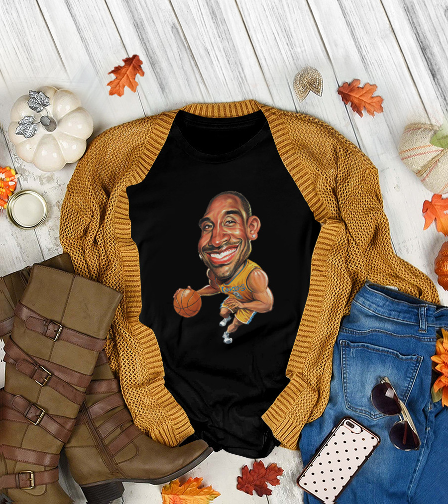 Kobe Bryant Cartoon Lakers Basketball Caricature T-Shirt