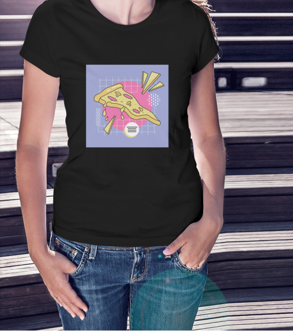 Retro Pizza Slice With Geometric 80s Aesthetic Elements T-Shirt