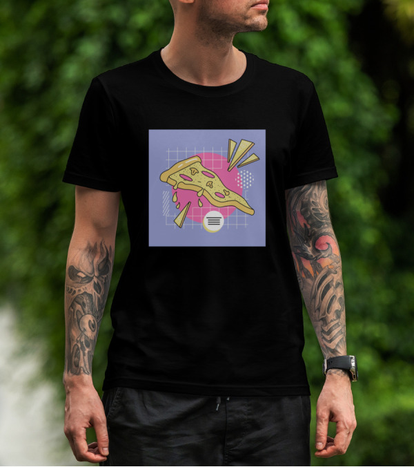 Retro Pizza Slice With Geometric 80s Aesthetic Elements T-Shirt