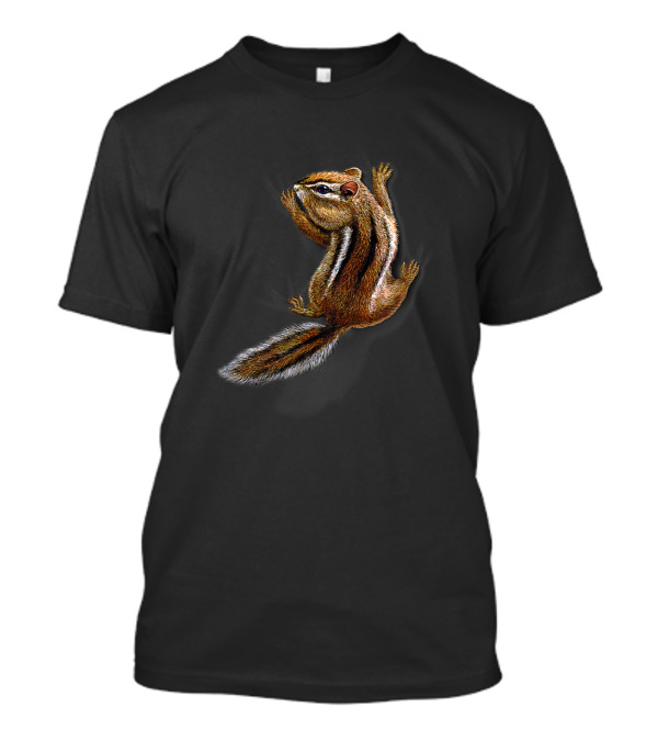 Squirrel Climbing Playful Chipmunk 331 Brown Striped Furry Animal T-Shirt