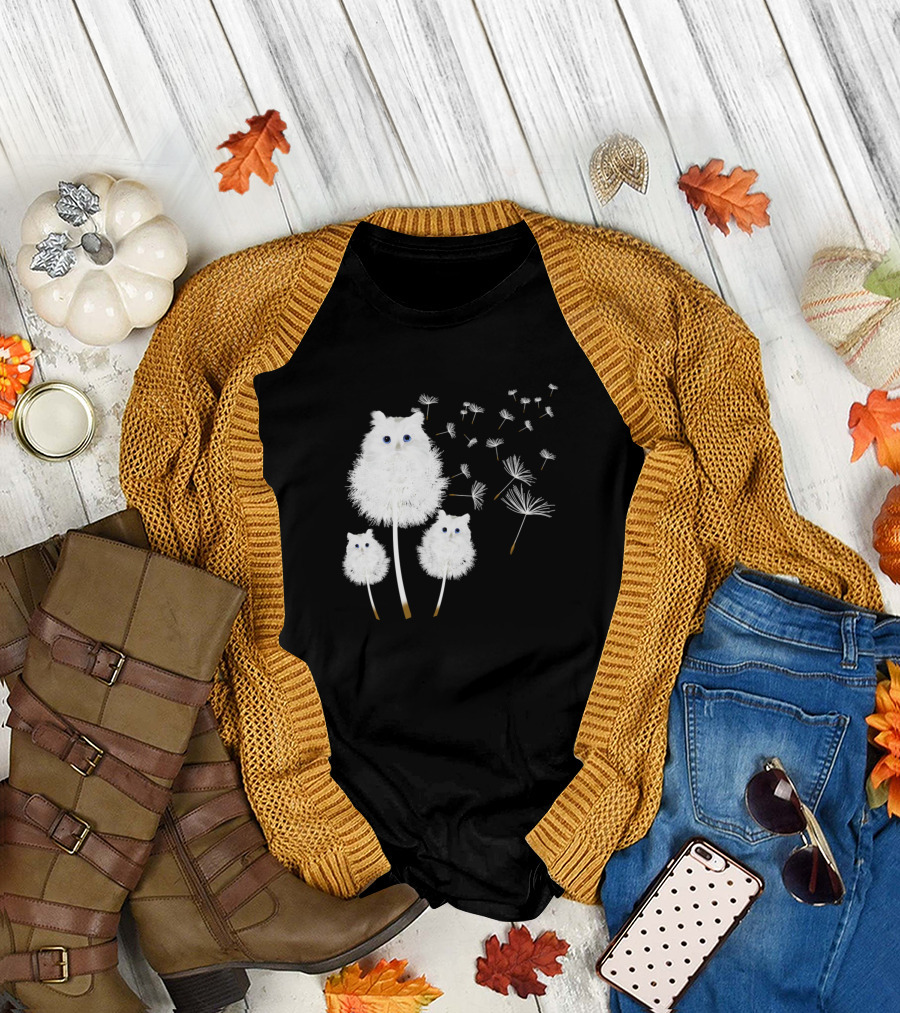 Fluffy Dandelion Cats Soft Kitten Kitty T-Shirt