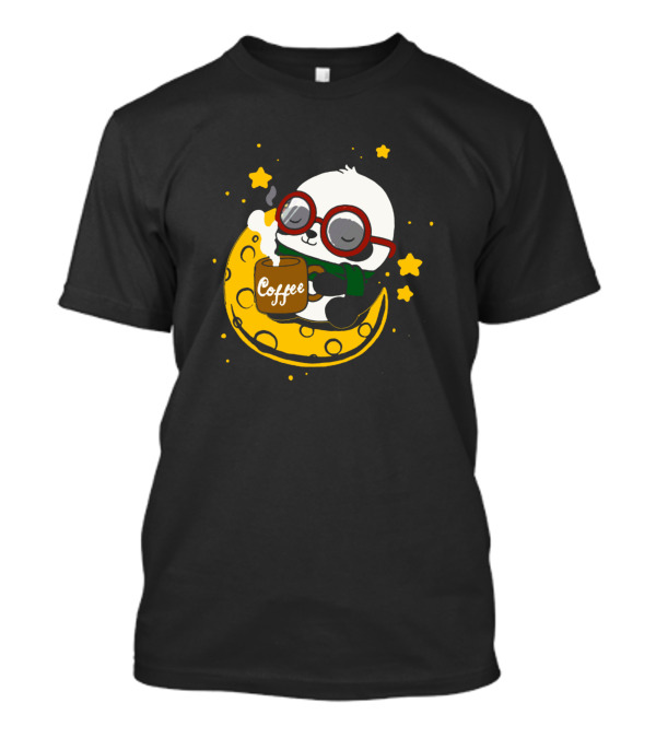 Cute Panda Coffee Moon Stars Cozy Moment T-Shirt