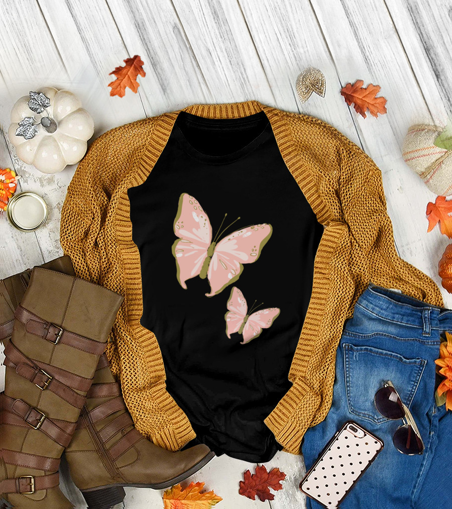 Mother And Baby Butterfly Pink Duo T-Shirt