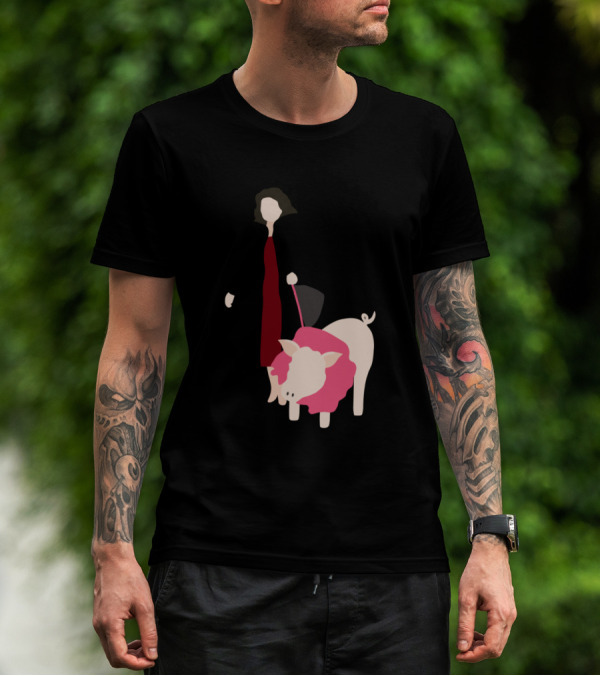Suzanne Walking Pet Pig On Leash T-Shirt