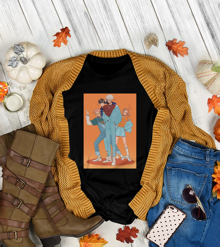 Lisa Manga Style Group Illustration Retro Fashion Anime Characters T-Shirt