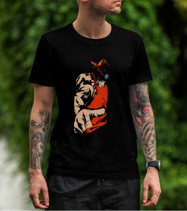 Portgas D Ace Fire Fist Black Cloak Beads Hat T-Shirt