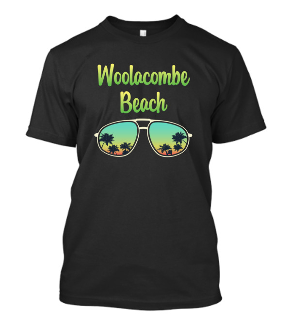 Woolacombe Beach Tropical Palm Reflection In Sunglasses T-Shirt