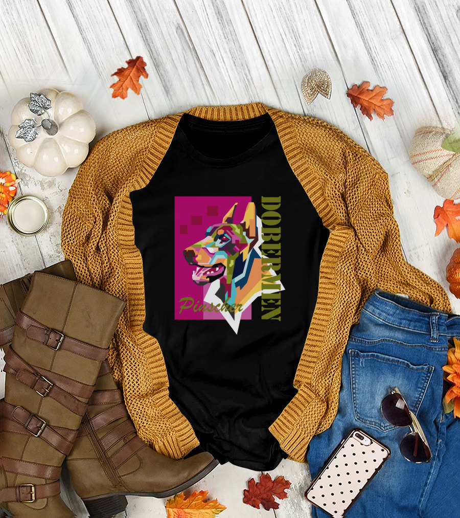 Dobermen Pinscher Colorful Geometry T-Shirt