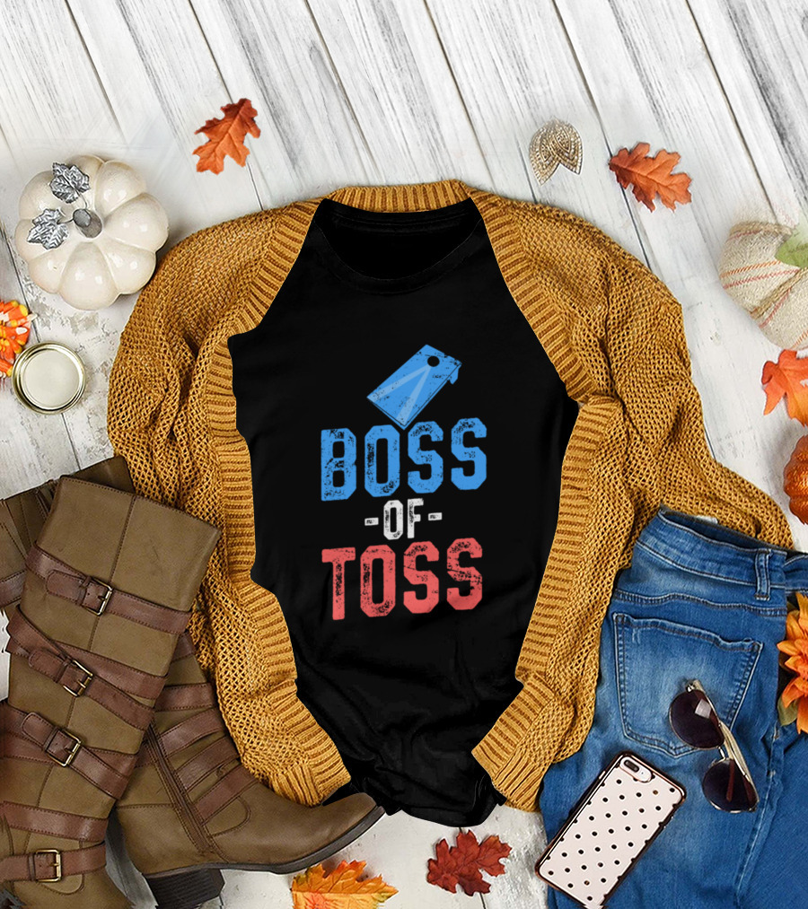 BOSS OF TOSS Cornhole Champion American Flag Colors T-Shirt