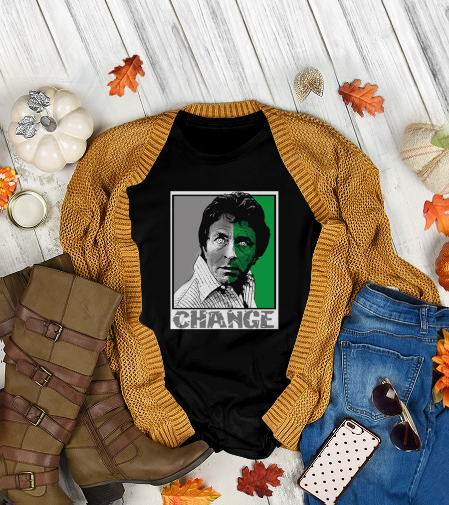 Change Two-Face Style Monochrome and Green T-Shirt