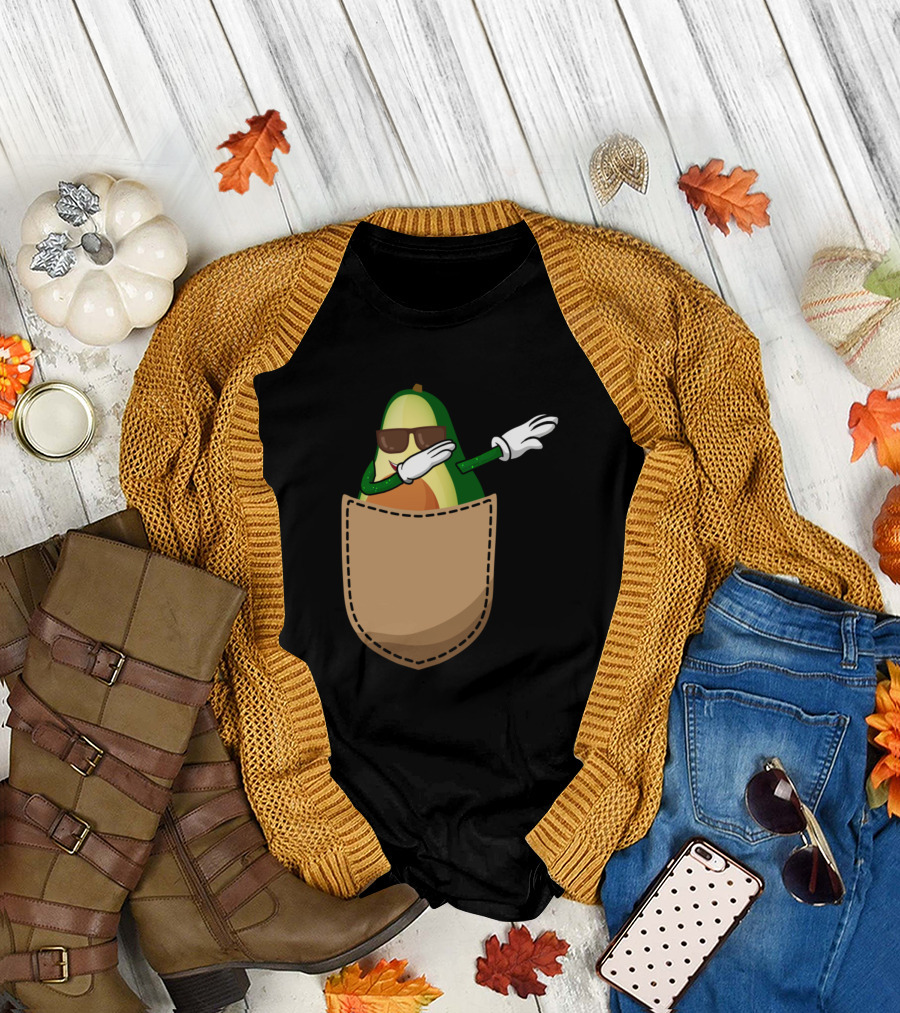 Aboocado Pocket Dab Avocado Say Hello To The World Funny Frui T-Shirt